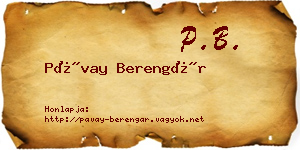 Pávay Berengár névjegykártya